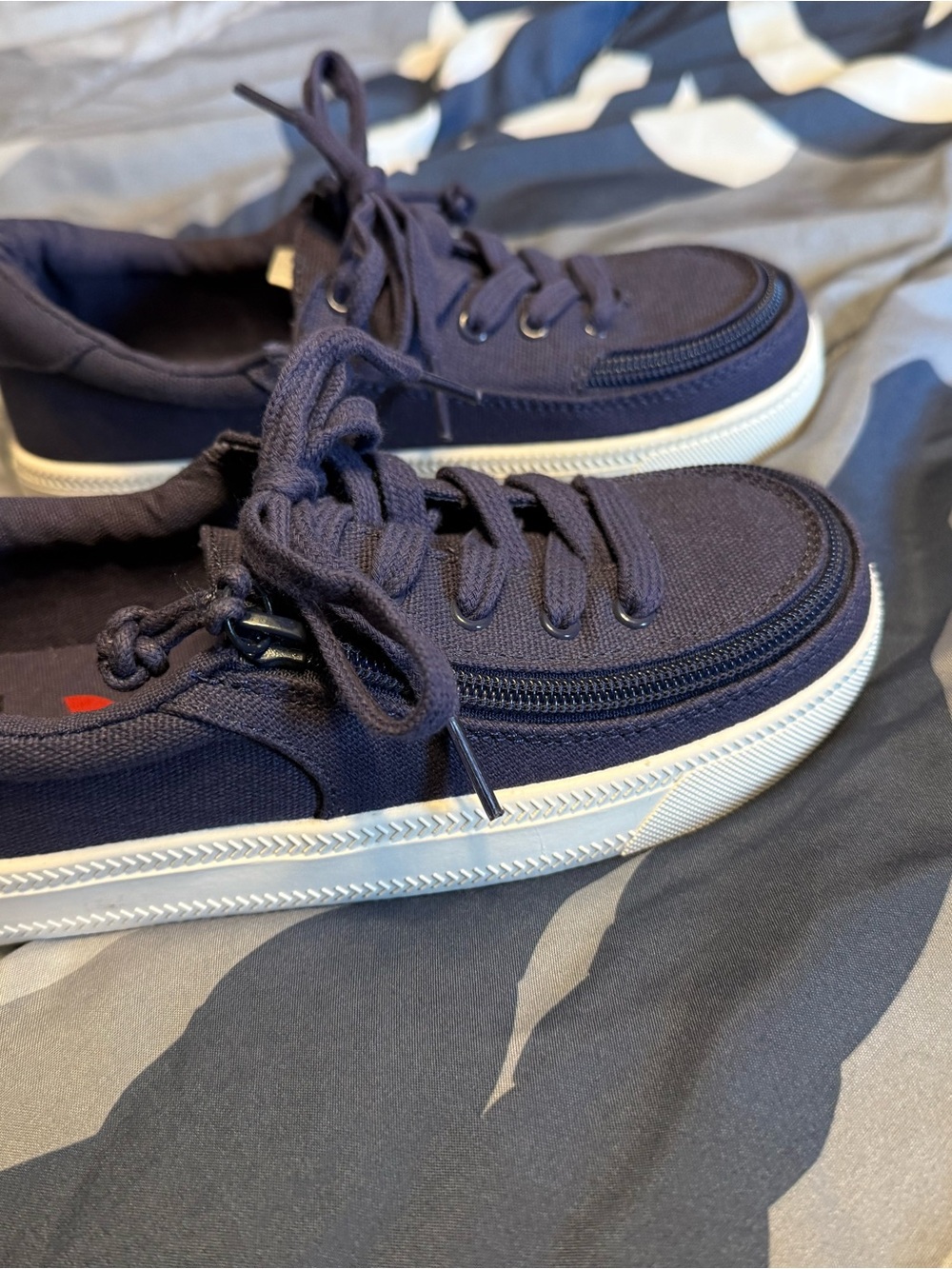 Kids Navy Canvas Lace-Up Sneakers with White Sole